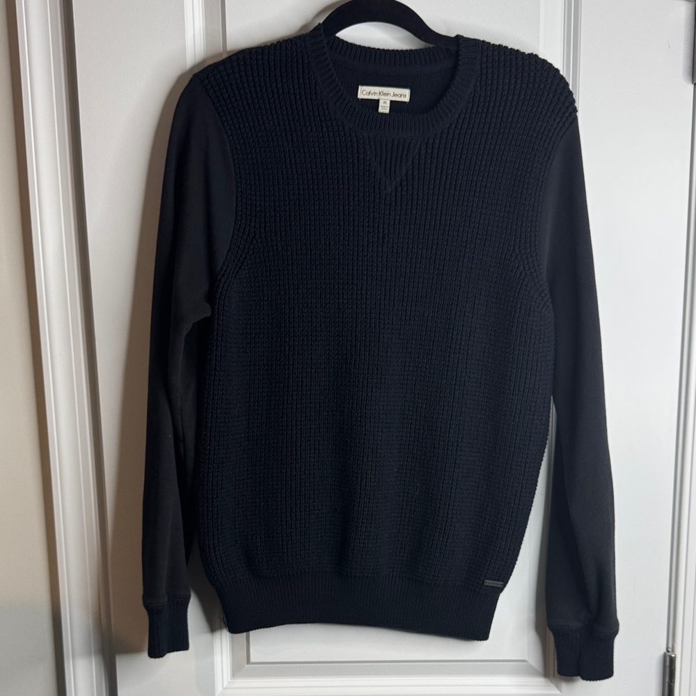 Calvin Klein Men's Textured Black Crewneck Sweater